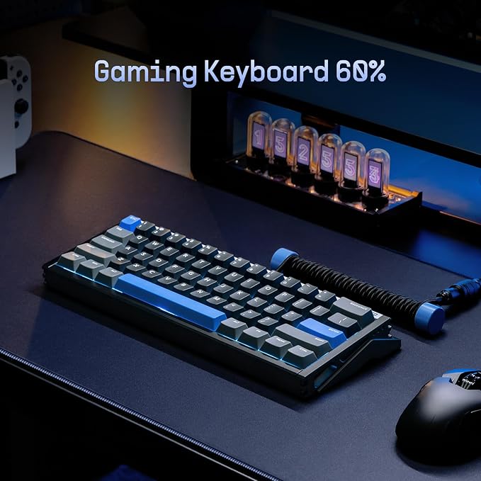 IQUNIX EZ60 Gaming Keyboard, 60% RGB Mechanical Keyboard, 61 Keys with Star Trail Magnetic Switches, Rapid Trigger, Adjustable Actuation, Double Shot PBT Keycaps, for Win/Mac Laptop PC