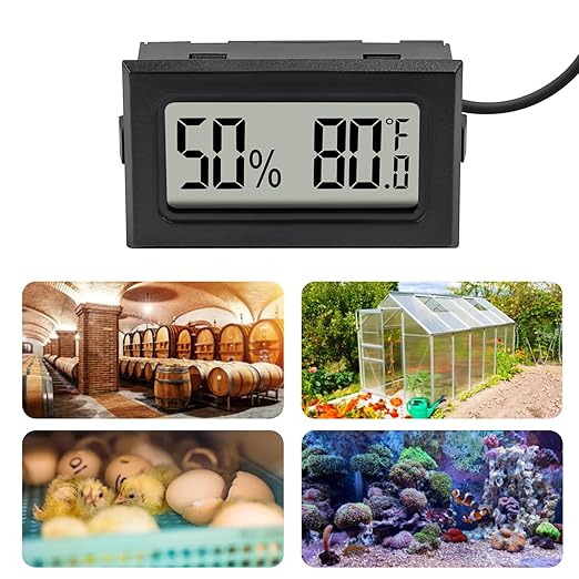 6Pcs Mini Digital Thermometer Hygrometer Gauge Indoor with Probe Sensor LCD Display Meter Temperature Humidity Fahrenheit Meter for Incubator Reptile Plant Tank Garden ℉