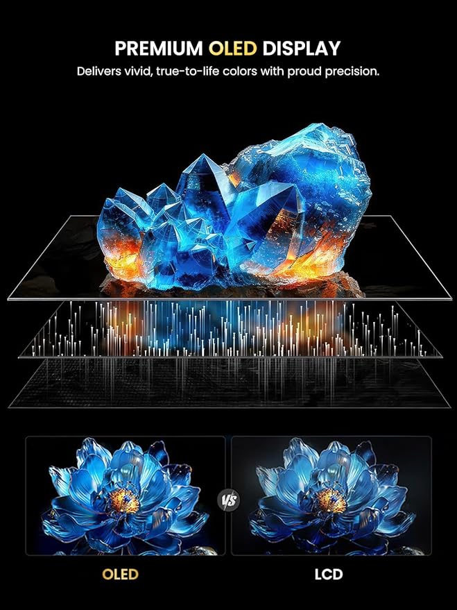 UPERFECT 4K OLED Portable Monitor, 13.3" UHD 3840x2160 Laptop Display, 150% sRGB, 500 Nits, 1ms Response, Ultra-Slim Aluminum Design, Travel Monitor for PC, Phone, Game Console - UColor O Lite