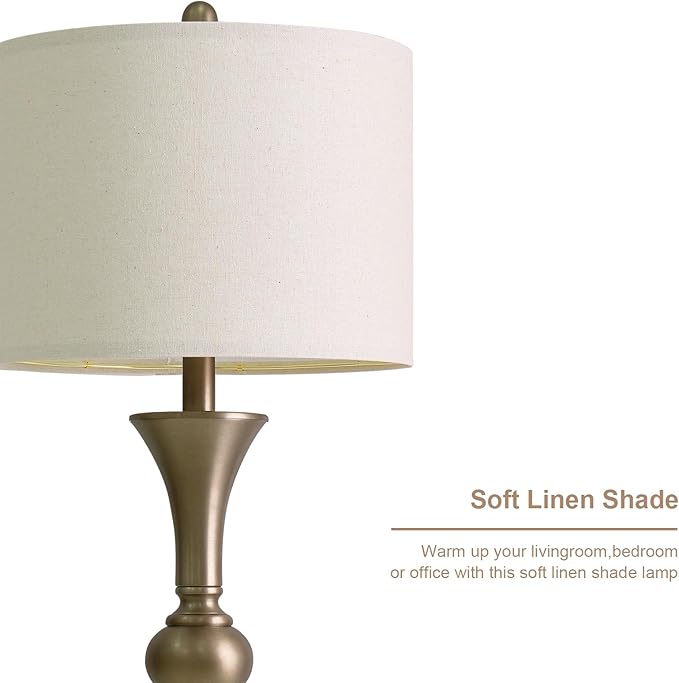 Oneach 28" Modern Table Lamps Set of 2 for Living Room, Warm Gold Bedside Lamps with USB Ports, Nightstand Lamps Set for Bedroom Farmhouse Lamp End Table Lamps (Bulbs not Included)