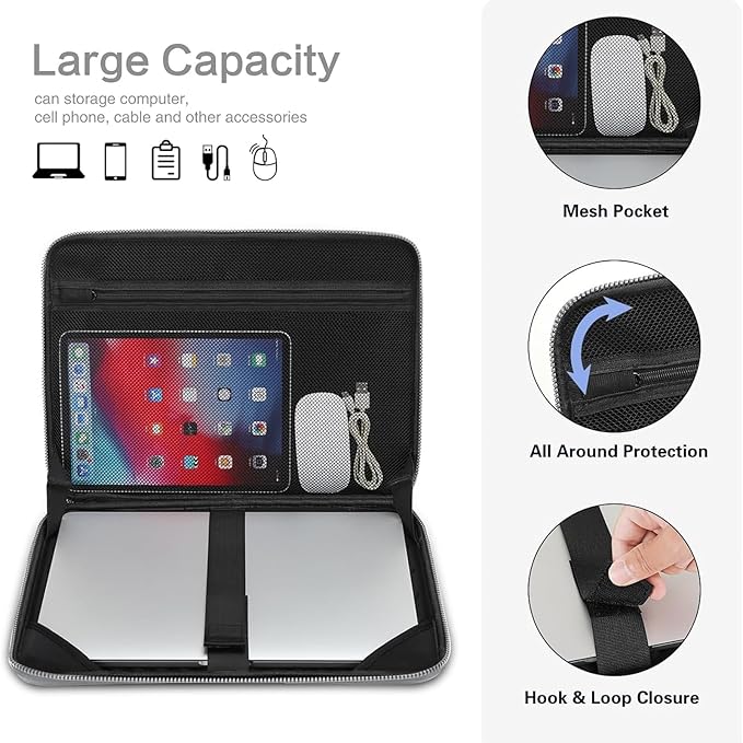 MOSISO 15-16 inch Laptop Hard Case, 15.6 inch Waterproof Shockproof Computer Bag Compatible with MacBook HP Dell,Artistic Geometric EVA Carrying Sleeve Laptop Case Hard Shell with Handle, Gray