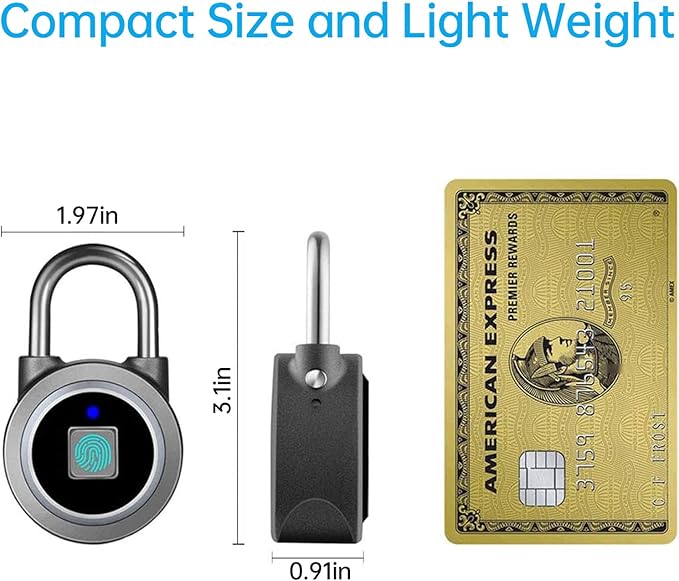 Fingerprint Padlock, Bluetooth Lock, Mobile APP, MEGAFEIS Smart Padlock with Keyless Biometric, Water Resistant, Suitable for Gym, Sports, Bike, School, Locker and Storage(Grey)