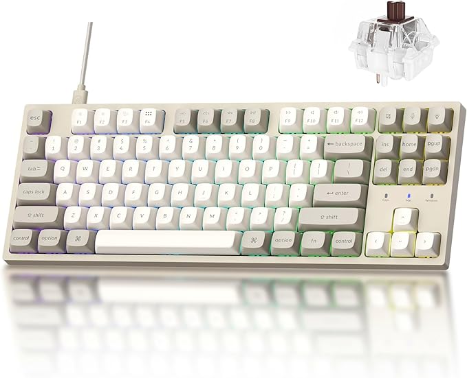 Keychron C1 Pro 8K QMK Wired Custom Mechanical Keyboard, TKL Layout Launcher Support with Hot-Swappable Super Brown Switch, PBT Keycaps Compatible for Mac Windows Linux