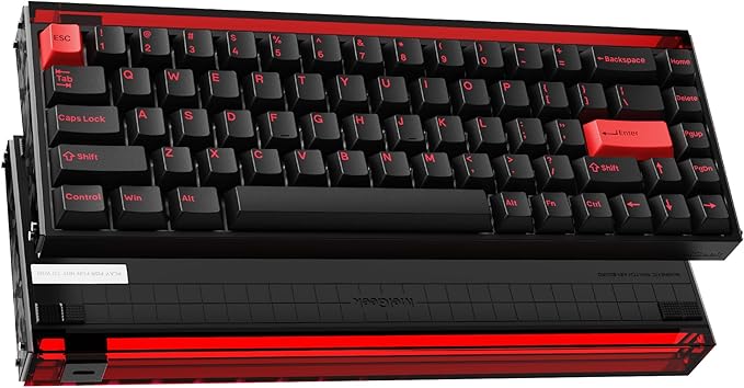 MelGeek MADE68 Ultra Wired Gaming Keyboard, Magnetic Keyboard with Hall Effect, 65% Compact Rapid Trigger, Hot-Swappable, RGB Snap Tap & Adjustable Actuation, Online HIVE Custom, Aluminum Case-Red