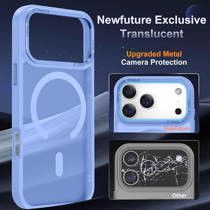 Newfuture Magnetic for iPhone 17 Pro Case [Compatible with Magsafe] [Military Grade Drop Protection] Translucent Matte Anti-Scratch Shockproof Protective Phone Cover 6.3 Inch, Blue