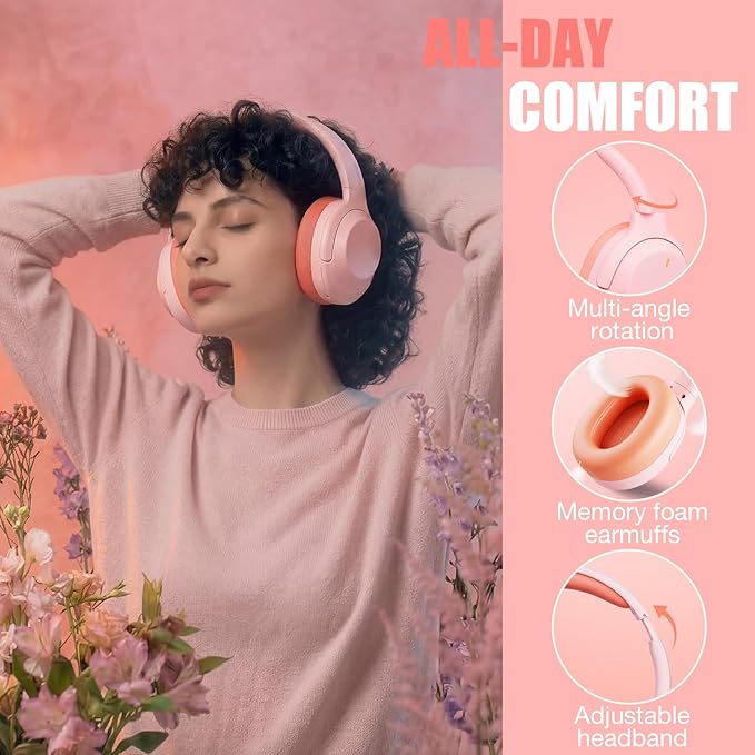 Upgraded Pro‑level Hybrid Active Noise Cancelling Headphones, HD Sound & Big Bass, 2X Softer Comfort, Long ANC Playtime, Wireless Over-Ear Bluetooth Headphones Perfect for Home Office|Travel|Pair