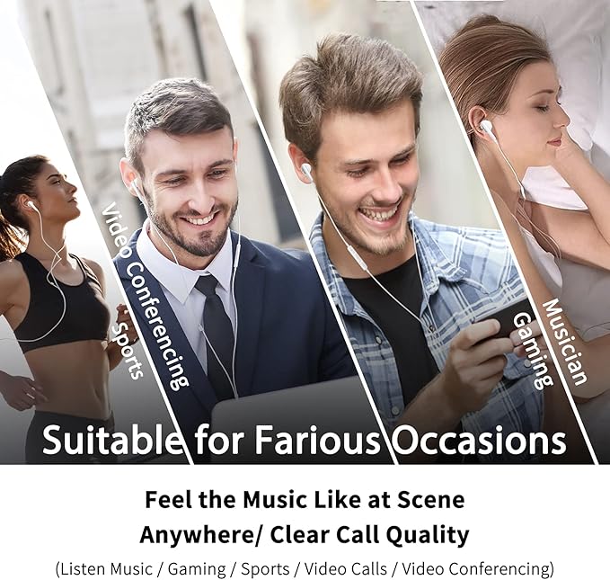 Kimwood Wired Earbuds with Microphone, Wired Earphones in Ear Headphones HiFi Stereo, Powerful Bass and Crystal Clear Audio, Compatible with iPhone, iPad, Android, Computer Most with 3.5mm Jack