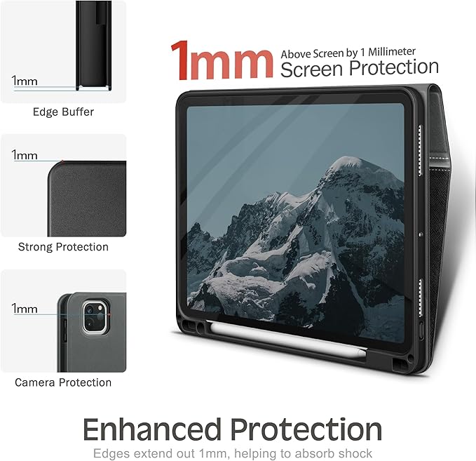 KingBlanc Case for iPad Pro 13-inch (M5 2025, M4 2024) with Pencil Holder, PU Leather Book-Style Cover, Auto Sleep/Wake, Pencil Pro & USB-C Compatible, Multi-Angle Stand for Viewing & Drawing, Black