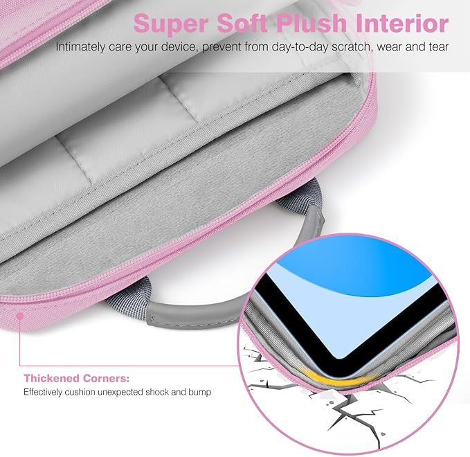 Dadanism 9-11 Inch Tablet Sleeve Bag Carrying Case with Shoulder Strap for iPad (A16) 11", iPad 10th Gen 10.9", iPad Air M4/Pro M5 11", iPad 9/8/7th 10.2", Galaxy Tab A11+ Plus 11", Flowers Pink