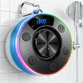 Speakers Bluetooth Wireless, Shower Speaker with Lights, IPX7 Waterproof Bluetooth Speakers with Suction Cup, Deep Bass, Built-in Mic, Digital Display, Portable Speakers Hook for Cycling Party Travel