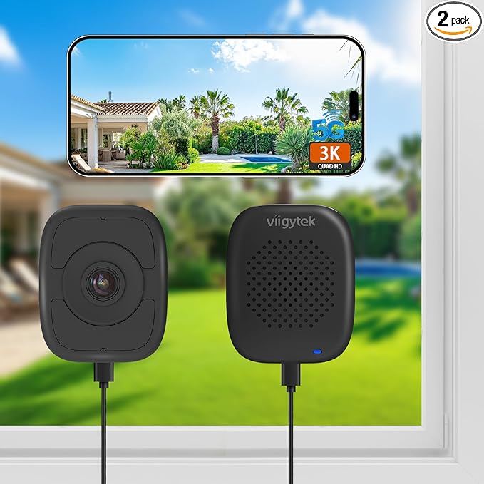 3K 5MP Window Camera for Home Security Indoor Magnetic Mount, 2Pack No Drill 5G&2.4GHz WiFi, Outdoor Monitoring Through Glass, Full Color Night Vision, 24/7 AI Smart Detection Recording