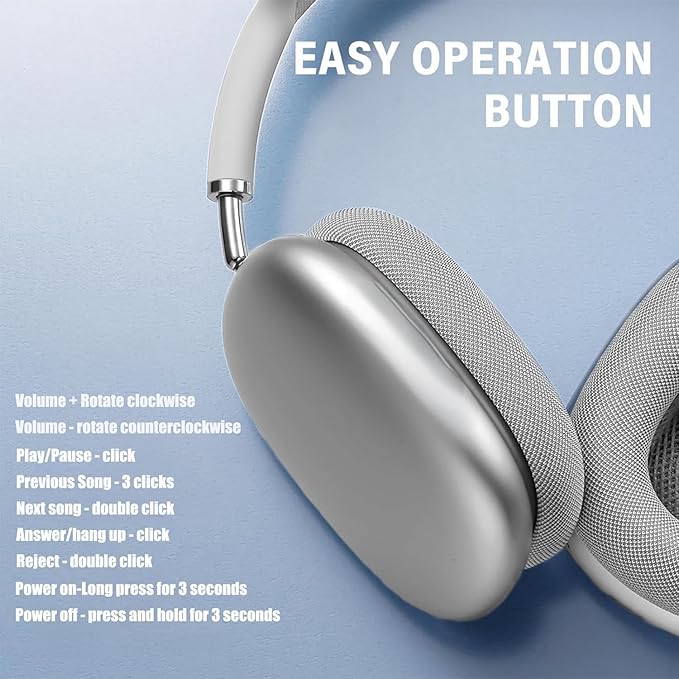 Wireless Headphones Bluetooth Headphones Active Noise Cancelling Over-Ear Head-Phones with Microphones, 24 Hours Playtime, HiFi Audio Adjustable Headset for iPhone/Android/Samsung - Orange.