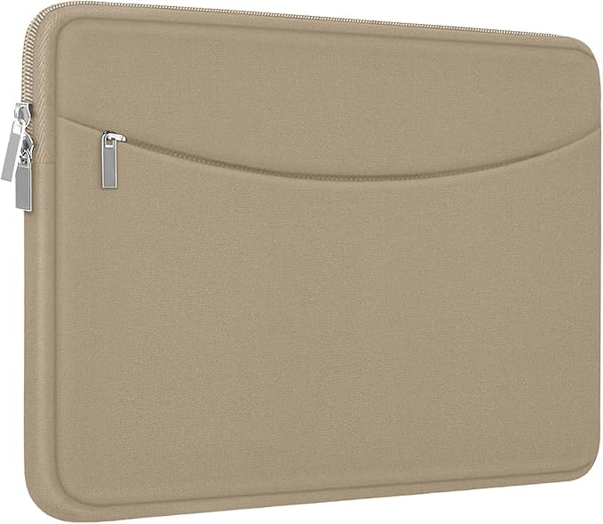 Laptop Case Sleeve 15.6 inch, Shockproof Protective Briefcase Carrying Computer Cover Bag with Accessory Pocket, Laptop Bag Compatible with MacBook, HP, Dell, Lenovo, Asus, Khaki