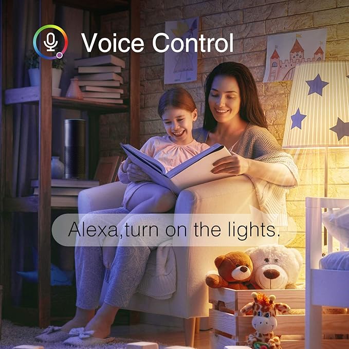 Wi-Fi Smart Light Bulb(RGB+W) 4 Pack, Full Color Changing Light Bulb-Compatible with Alexa and Google Assistant