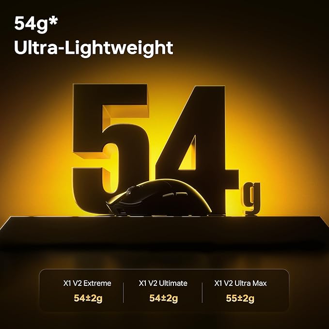 ATK Blazing Sky X1 V2 Wireless Gaming Mouse, 55g Lightweight, PAW3395Ultra Sensor, Nordic 54L15 MCU, Mechanical Switches, New Nano 8K Dongle, Tri-Mode 2.4G/Bluetooth/Wired (Ultra Max, White)