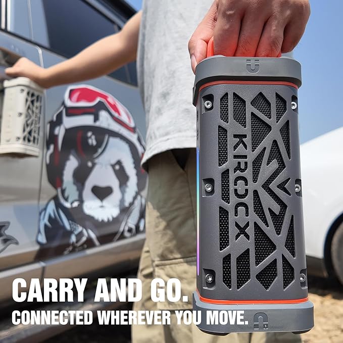 TRAVOR Magnetic Bluetooth Speaker, 45W Rugged All-Aluminum Outdoor Portable Speaker, BassUp, IP68 Waterproof Wireless Speaker for Golf Cart, Camping, Beach, TWS, 25H Playtime, Meteorite Gray