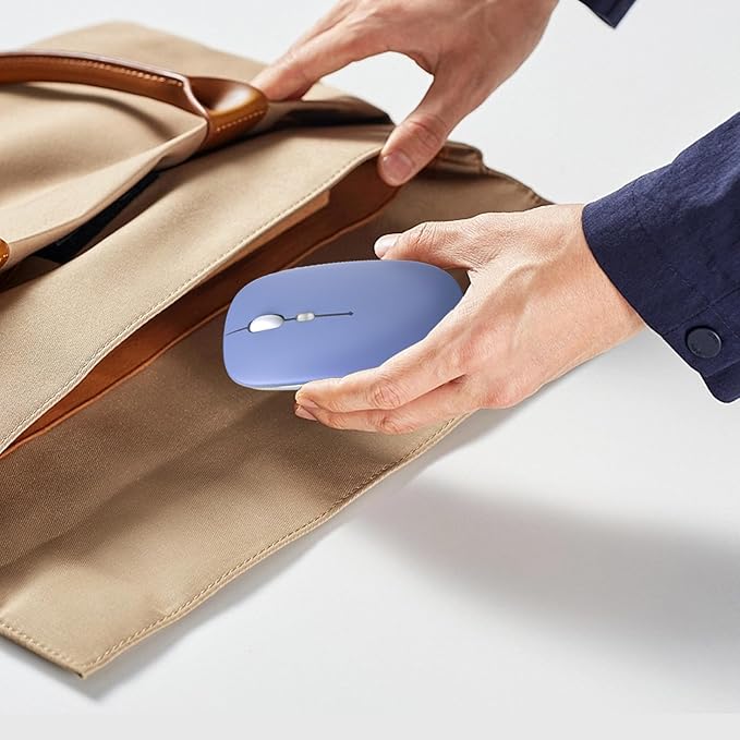 Wireless Bluetooth Mouse, Rechargeable, LED, Silent, Ultra-thin Design (Bluetooth 5.2 and 2.4GHz USB Receiver) | Portable Computer Mouse for Laptops, iPads, MacBooks and Apple Devices (purple)