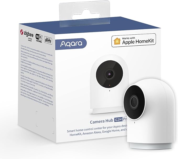 Aqara Security Camera Hub Indoor G2H Pro, 1080p HD HomeKit Secure Video Indoor Camera, Night Vision, Two-Way Audio, Zigbee Hub, Plug-in Cam Works with Alexa, Homekit, Compatible with Google Assistant