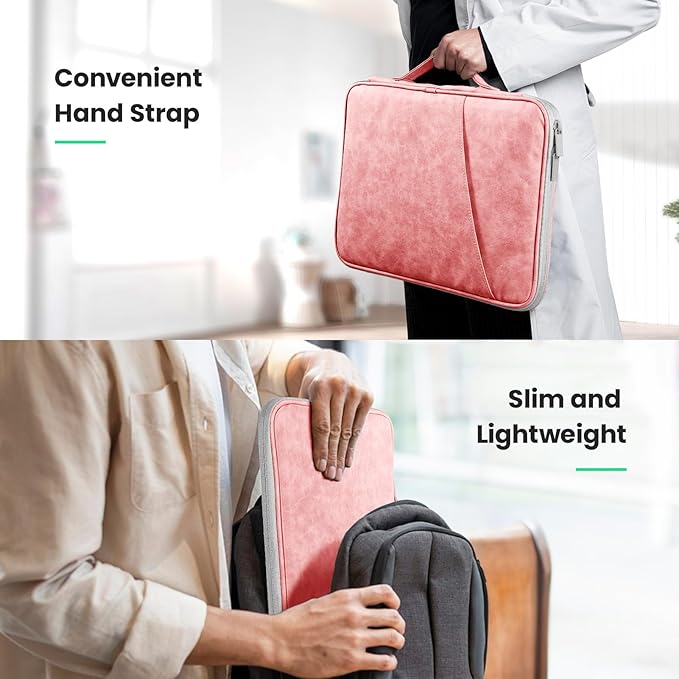 DTTO Tablet Sleeve Bag for New 13 Inch iPad Pro M4/iPad Air M2 2024, 12.9 Inch iPad Pro 6/5/4/3, 12.4 Inch Galaxy Tab S8+/S9+/S9 FE+, Surface Pro 9/8, Waterproof Travel for iPad Case Bag, Pink