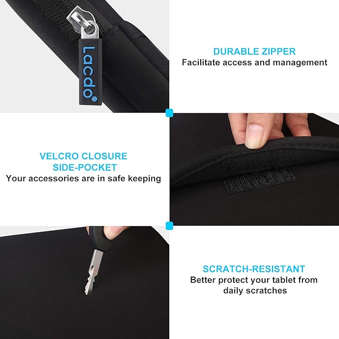 iPad Mini 7 Sleeve, iPad Mini Case Bag, Lacdo Shockproof Tablet Sleeve Case for iPad Mini 7,6,5,4,3,2 / Samsung Galaxy Tab A7 Lite 8.7" / Tab A 8.0" Protective iPad mini sleeve Tablet Bag, Black/Black