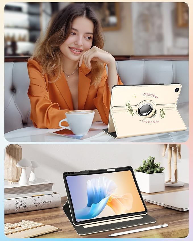 Kidcube for Samsung Galaxy Tab A9 Plus Case 11 Inch - for Women Girls Kids Cute Rotating Stand Folio Cover with Pencil Holder & Card Slot Cool Frog Mushroom Design for Samsung A9 Plus Tablet Cases