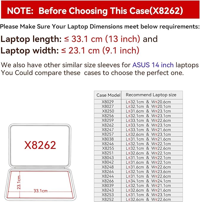 Smatree Hard EVA Protective Sleeve Case Compatible for 14 inch ASUS Chromebook Flip CX1 (CX1400)/ASUS Chromebook CX1 (CX1400) Laptop, Waterproof and Anti-Shock Bag (X8262)