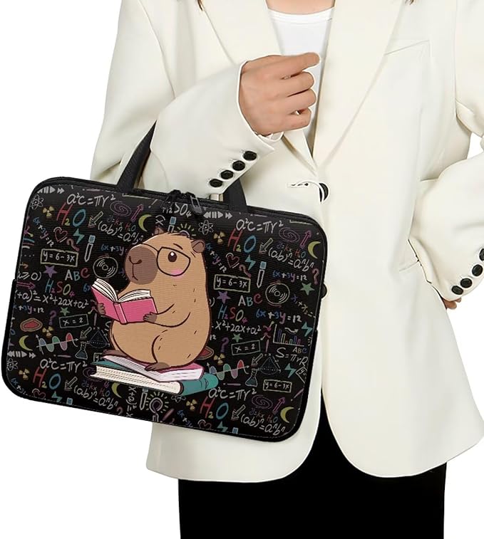 Capybara Formula 10 Inch Laptop Sleeve Protective Laptop Case Tote Bag with Zipper for Women Men Handbag Tablet Carrying Case Shoulder Bag for Business Travel Back to School Supplies