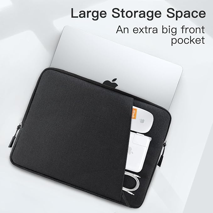 JETech Laptop Sleeve for MacBook Neo (A18 Pro), 14-InchMacBook Air/Pro, MacBook Pro M1-M5 2021-2026, Waterproof Bag Case with Pocket, Compatible with 14 Inch Notebook (Black)