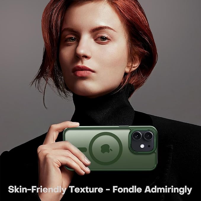 Newfuture Designed for iPhone 12 Case/iPhone 12 Pro Case with Magnetic [13 FT Military Drop Protection] [Compatible with Magsafe] Translucent Shockproof with Anti-Fingerprint Phone Case, Dark Green