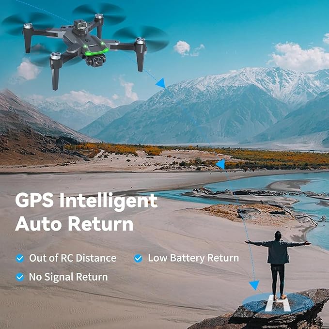 S166 Drone with Camera 4K for Adults, Professional GPS Drone with Auto Return, 4-Way Obstacle Avoidance, Follow Me, 60 Mins Flight Time (3 Batteries), Foldable RC Quadcopter with Case (Standard)