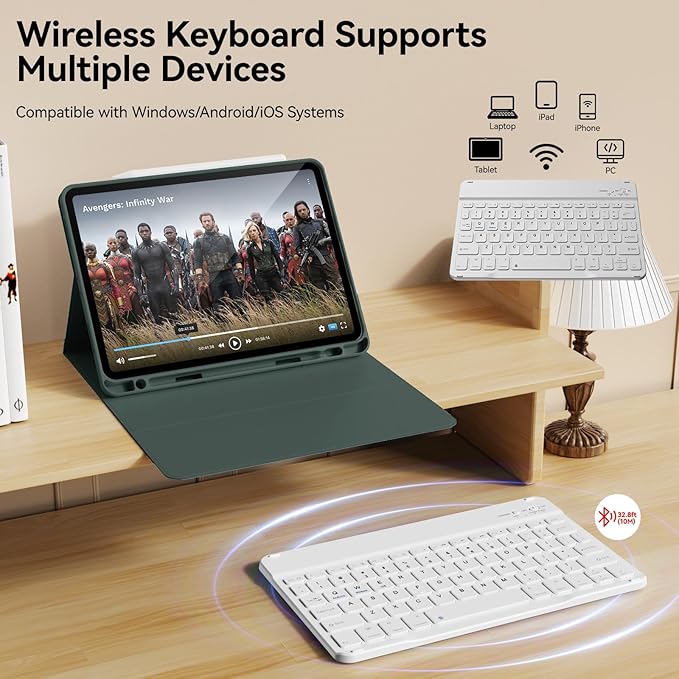 Keyboard Case for iPad Pro 11 Inch 4th Generation/Pro 3rd Gen/Pro 2nd Gen with Pencil Holder, Folio Detachable Wireless Bluetooth Keyboard & Flip Stand Case for iPad Pro 11 Inch, Dark Green