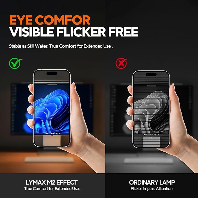 LYMAX Computer Monitor Light Bar, USB Computer Lamp Dimmable Screen Light Bar, Adjustable Brightness/Color Temperature with Touch Contror, No Screen Glare, Space Saving for Home Office Desk Light