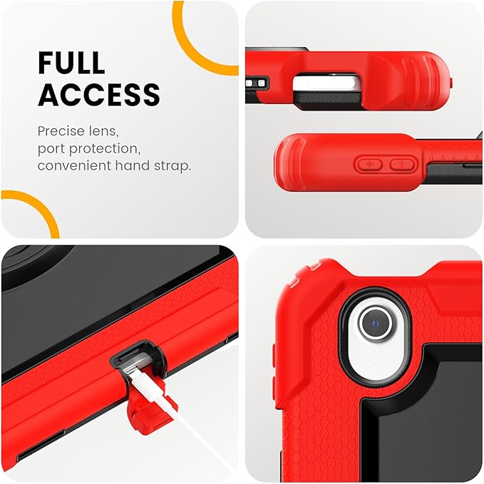 timecity for iPad Air 13 Inch Case M4 2026/ M3 2025/ M2 2024, 360° Rotating Stand, Pencil Holder & Wireless Charging, Shockproof with Screen Protector & Shoulder Strap - for Designers, Red