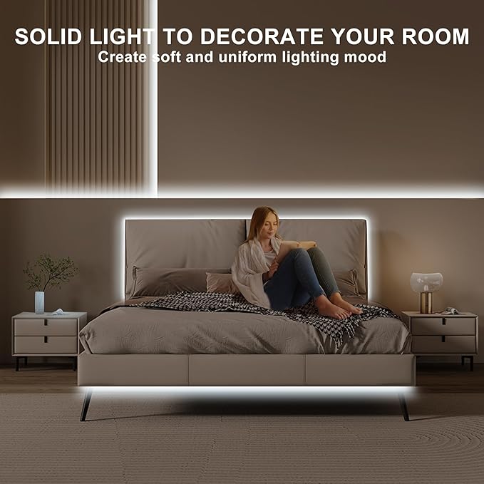16.4ft COB Led Strip Light with Remote, 6500K Ra93+ Dimmable Bright Daylight White Led COB Strip Light, White Continuous Led Strip Light for Mirror, Stair, Cabinet, Room