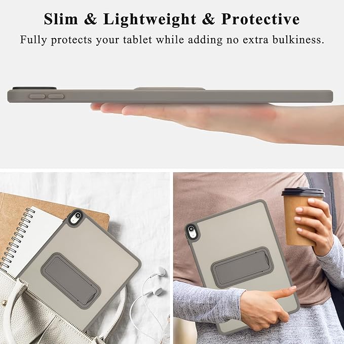 Shockproof Case for iPad (A16) 11th/10th Generation 10.9 inch 2025/2022, Kickstand Slim Fit Rugged Bumper Lightweight Anti-Scratch Bumper Case Cover for iPad 11th/10th Gen, Gray