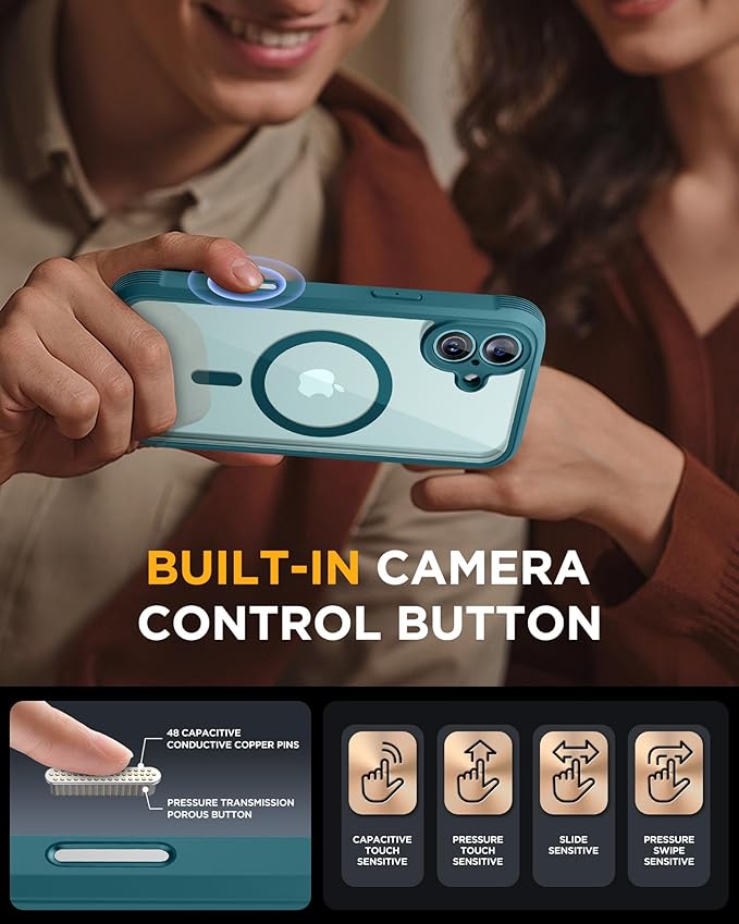 Miracase for iPhone 16 Case 6.1'', [Bubble Free] Full-Body Bumper Phone case with Built-in Full Glass Screen &Lens Protector,No Gap,Compatible with MagSafe,Drop Proof 16 Cover,Green