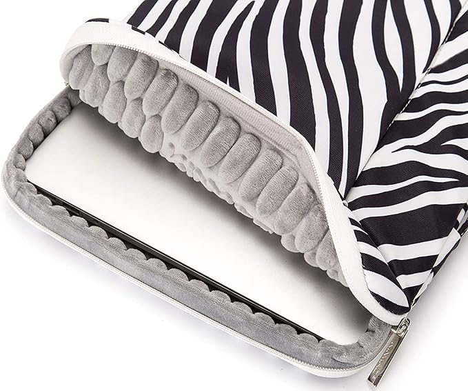 Kinmac 360 Degree Protective Laptop Sleeve Case Bag with Handle for MacBook Air 15 inch and 15 inch-15.6 inch HP Lenovo Dell ASUS Acer Notebook Computer (Zebra)