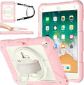 BMOUO Case for iPad 6th/5th Generation Case (9.7 inch, 2018/2017), 360°Rotating Stand, Hand/Shoulder Strap Shockproof iPad 9.7” Case for iPad Air 2, Pink