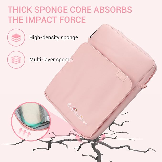 13 Inch Proctive Tablet Sleeve Bag Handle Carrying Case with Shoulder Strap Fits iPad Pro 11 inch,10th 10.9,iPad 9/8/7th Gen, Tab S8/S9 11", Pink