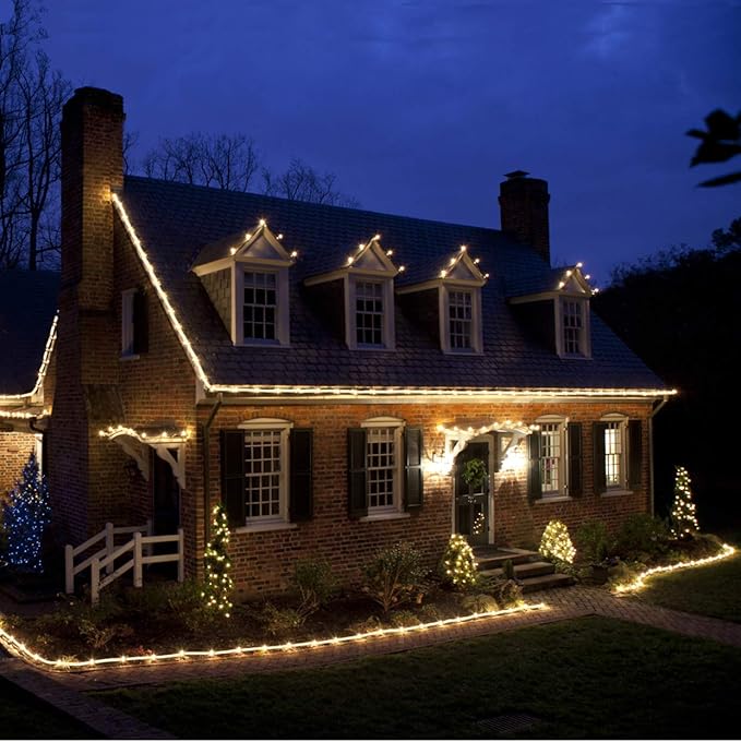3000K Warm White Rope Lighting, 33ft Flat Flexible LED Strip Lights, Waterproof and Extendable Decor Lights for Garden Patio pergola Yard Christmas Holiday Activities