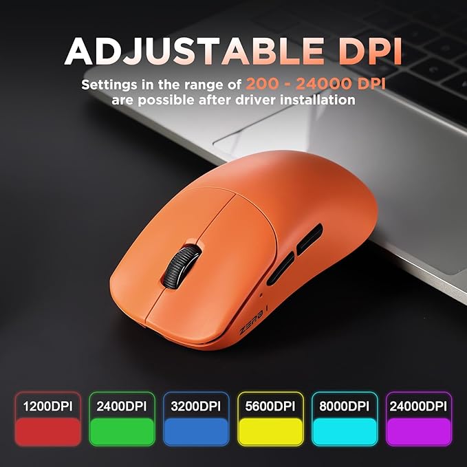 Zero 1 Pro Gaming Mouse,55g Ultralight Wireless Mouse, PAW3311 12K DPI, Tri-Mode 2.4G/Bluetooth/USB-C,Programmable Ergonomic Design,for Laptop/PC/Mac(Orange)
