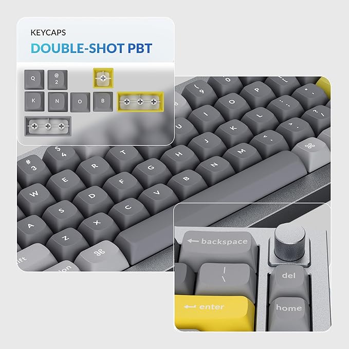 Keychron Q2 Wired 65% Mechanical Keyboard with Knob & RGB - Hot-Swappable Gateron G Pro Brown Switch, QMK/VIA Programmable, Double Gasket Mount, Aluminum Body for Mac/Windows/Linux (Grey)