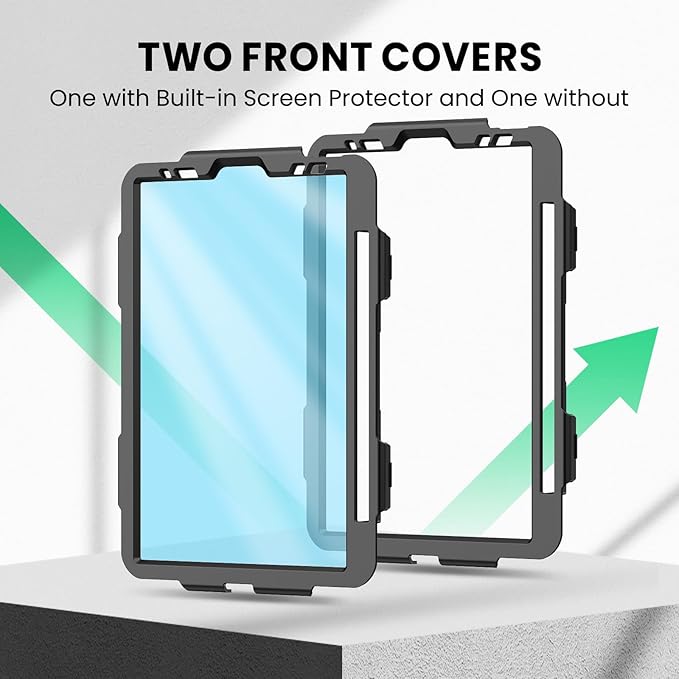 SEYMAC Case for iPad Pro 11 Case 4th/ 3rd/ 2nd/ 1st Gen (2022/2021/2020/2018), Full-Body Shockproof Protective Case with Screen Protector, 360° Rotating Stand and Hand/Shoulder Strap, Black