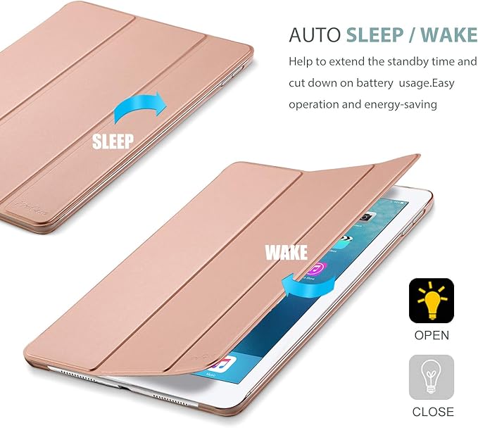 ProCase Smart Case for iPad Pro 9.7 Inch 2016, Ultra Slim Lightweight Stand Smart Case Shell with Translucent Frosted Back Cover for iPad Pro 9.7 Inch (A1673 A1674 A1675) -Rosegold