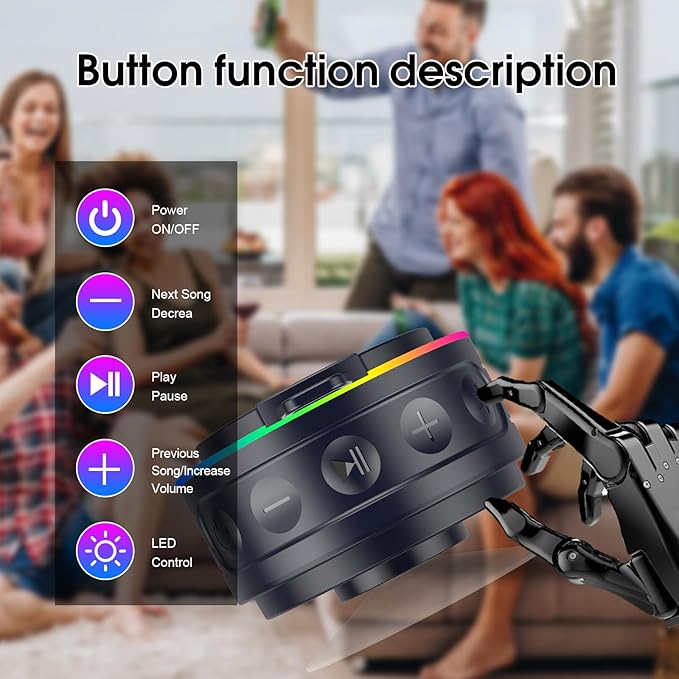 Bluetooth Shower Speaker, Portable Bluetooth Speaker Stereo Sound with Suction Cup/Lanyard, Built-in Mic, IPX7 Waterproof Wireless Speakers Bluetooth 5.4 for Bathroom/Party/Beach/Gift, Blue