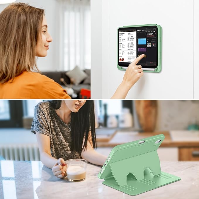 VIKESI Case for iPad mini 7 (A17 Pro) and iPad mini 6,Multiple Angles Magnetic Stand Cover,Shockproof Soft Back,Pencil Holder,and Auto Sleep/Wake,Matcha
