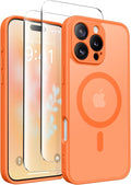 CAPRARO Magnetic Compatible with iPhone 16 Pro Max Case, Upgraded [Full Camera Protection] [Compatible with MagSafe] Protective Translucent Matte Women Phone Case Cover, Orange Yellow