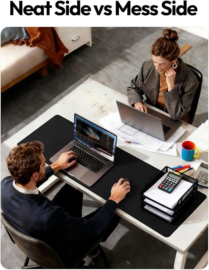YSAGi Leather Desk Pad Protector, Office Desk Mat, Large Mouse Pad, Non-Slip PU Leather Desk Blotter, Laptop Desk Pad, Waterproof Desk Writing Pad for Office and Home (Black, 55" x 24")