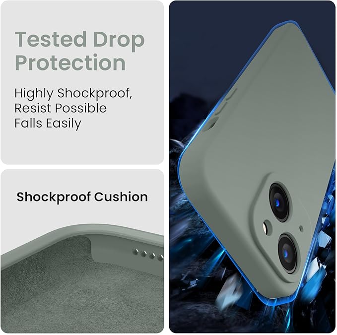 FireNova Designed for iPhone 15 Plus Case, Silicone [Camera Protection] Case, Soft Anti-Scratch Microfiber Lining Inside, 6.7 inch, Calke Green