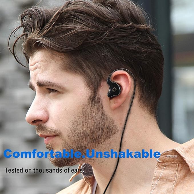 YINYOO KBEAR KS1 in Ear Monitor Bass Earbuds Wired Earbuds,Clear Sound Stereo Headphones, Vocals Forwards High Resolution Noise Canceling HiFi Earphones, Detachable Cable for Singers